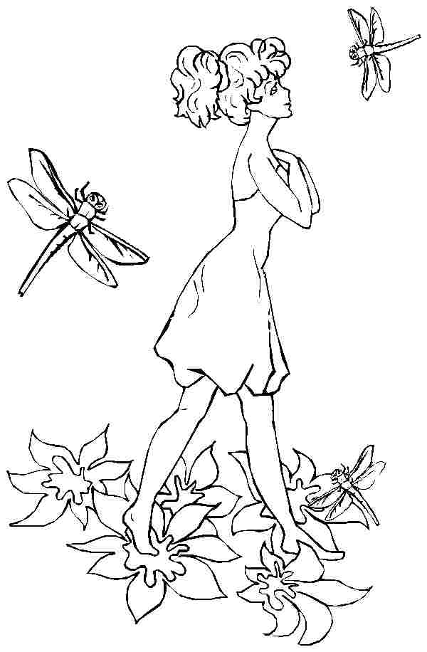 Coloriage d'une libellule au repos sur une feuille