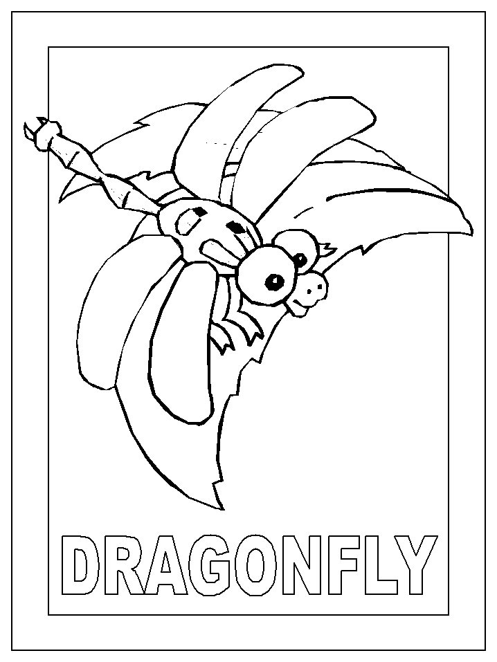Coloriage d'une libellule en pleine nature