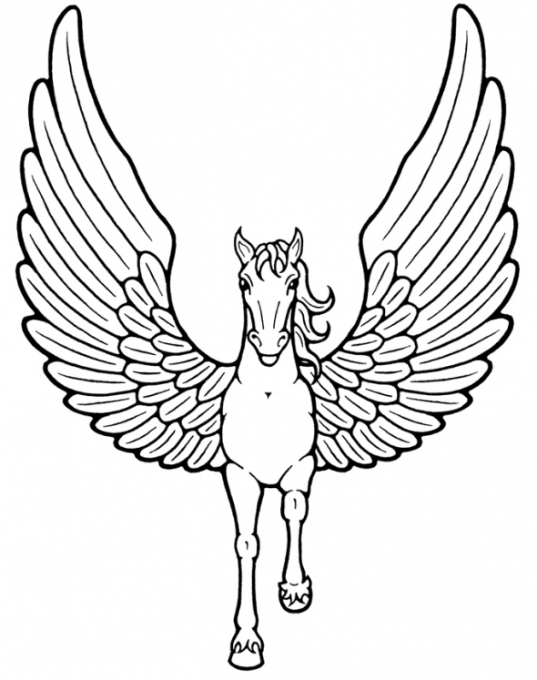 Coloriage d'une licorne galopant dans un paysage idyllique