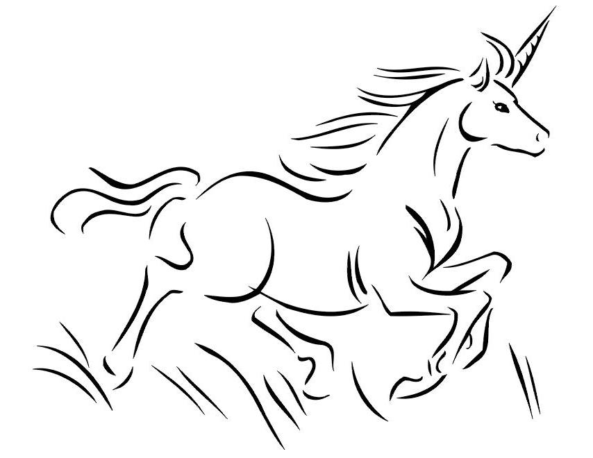 Licorne galopant à travers un paysage pastoral