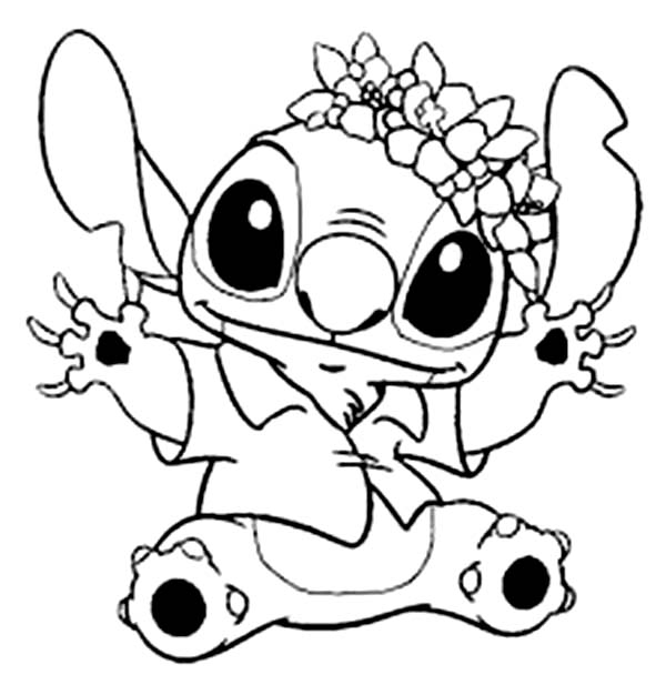 Coloriage de Lilo et Stitch en pleine aventure sur la plage