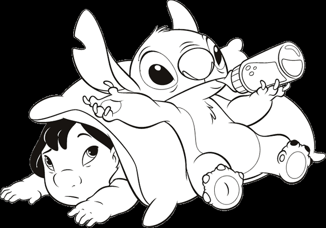 Lilo et Stitch jouant ensemble sur une plage ensoleillée