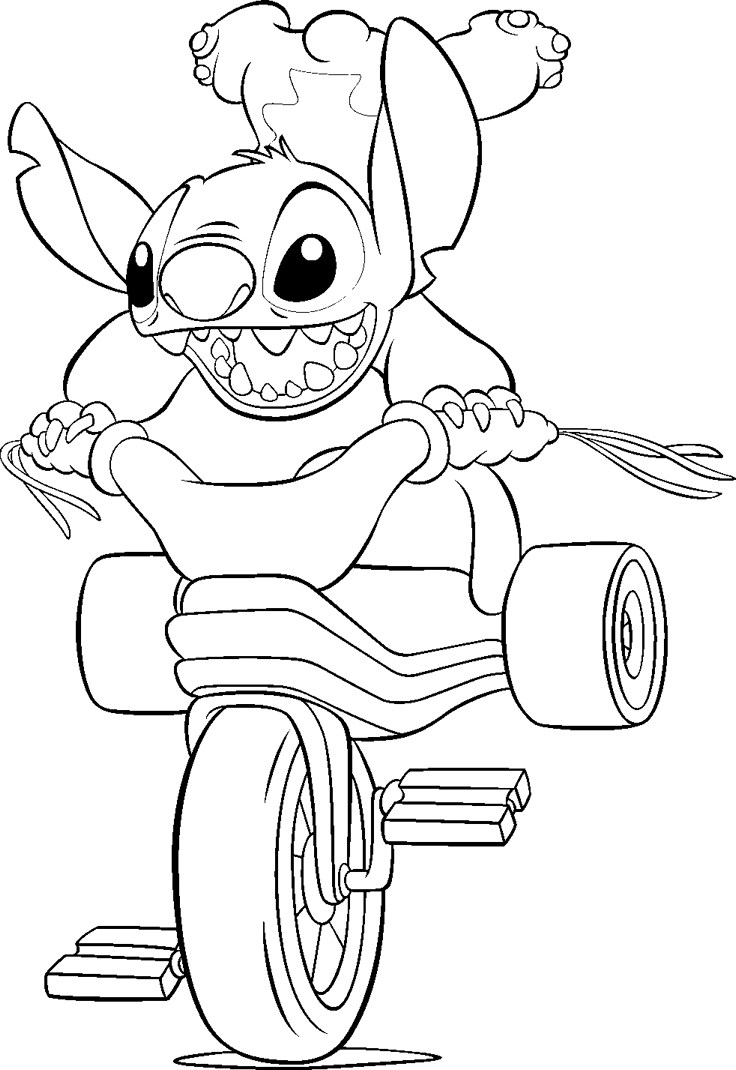 Coloriage de Lilo et Stitch en pleine aventure sur la plage