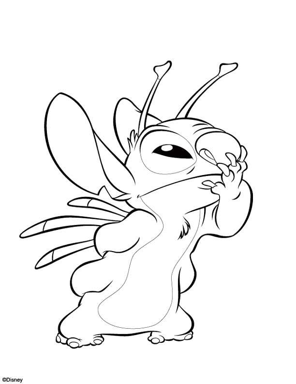 Coloriage de Lilo et Stitch en pleine aventure sur la plage