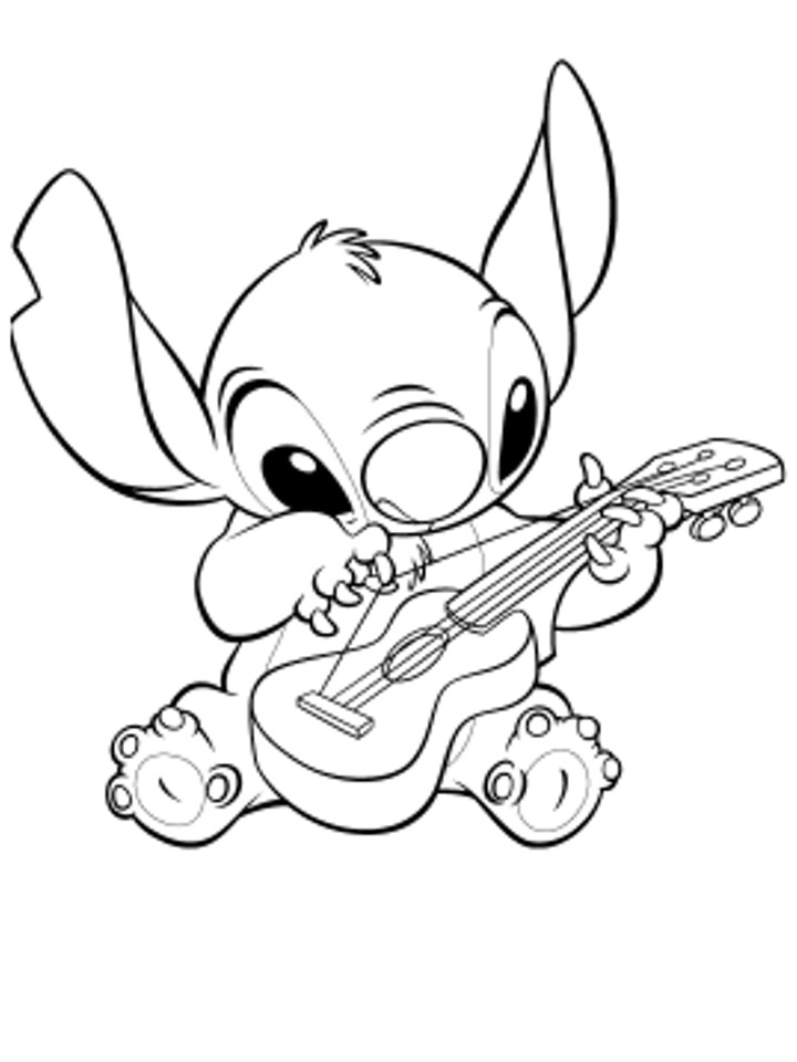 Coloriage de Lilo et Stitch en pleine aventure sur la plage
