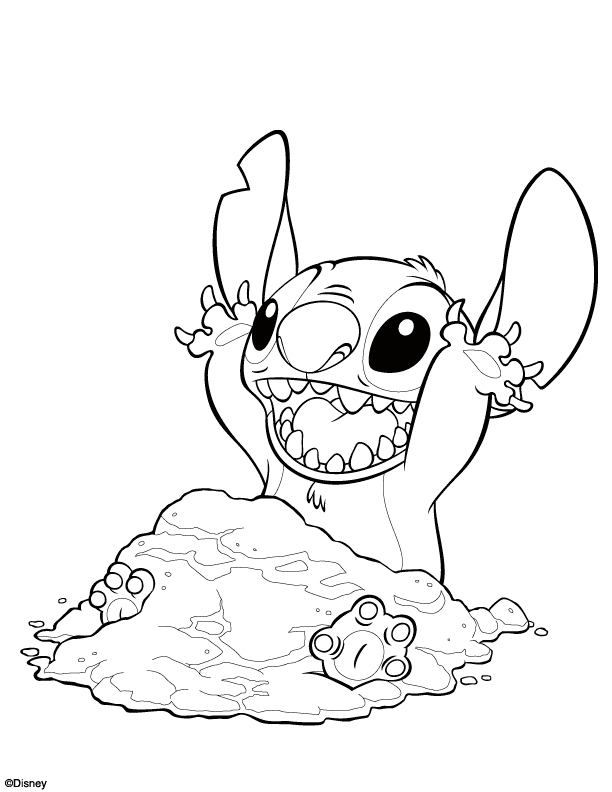 Lilo et Stitch en pleine activité sur la plage
