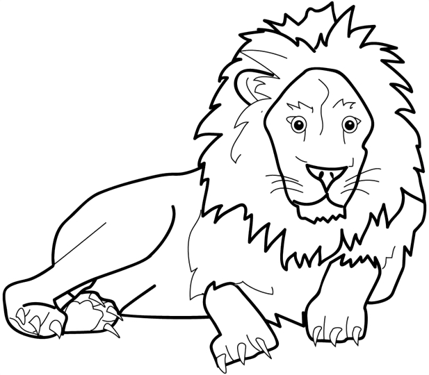 Coloriage d'un lion majestueux dans son environnement naturel