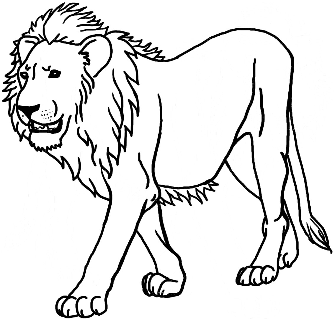 Coloriage d'un lion majestueux dans son environnement naturel