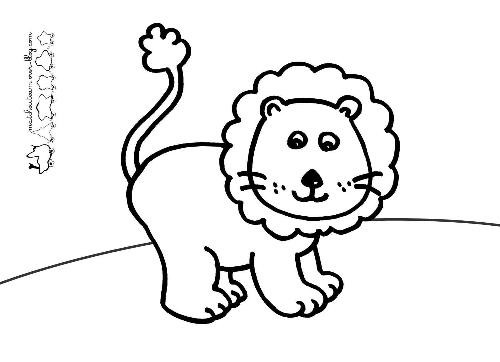 Coloriage d'un lion majestueux dans un environnement naturel