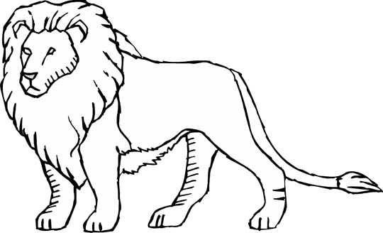 Coloriage d'un lion majestueux dans la savane