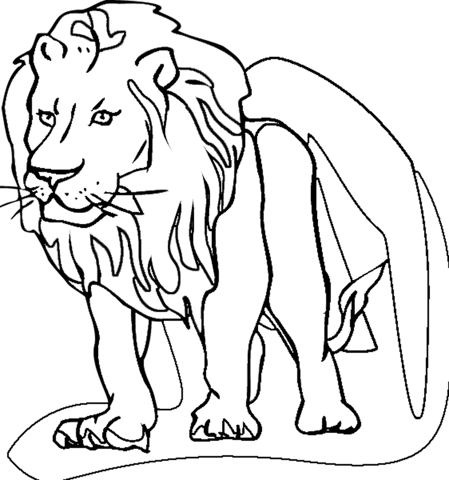 Coloriage d'un lion majestueux se reposant dans la savane