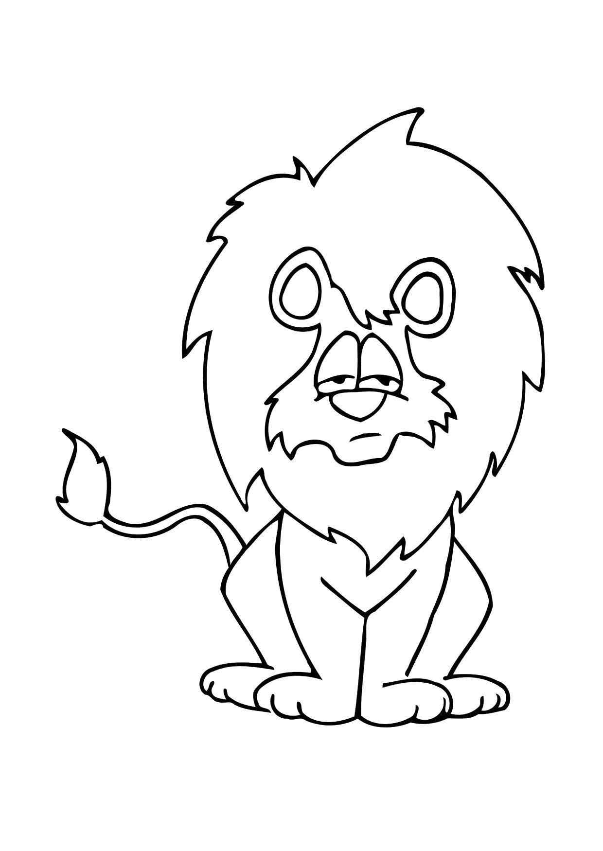 Coloriage d'un lion majestueux dans son environnement naturel