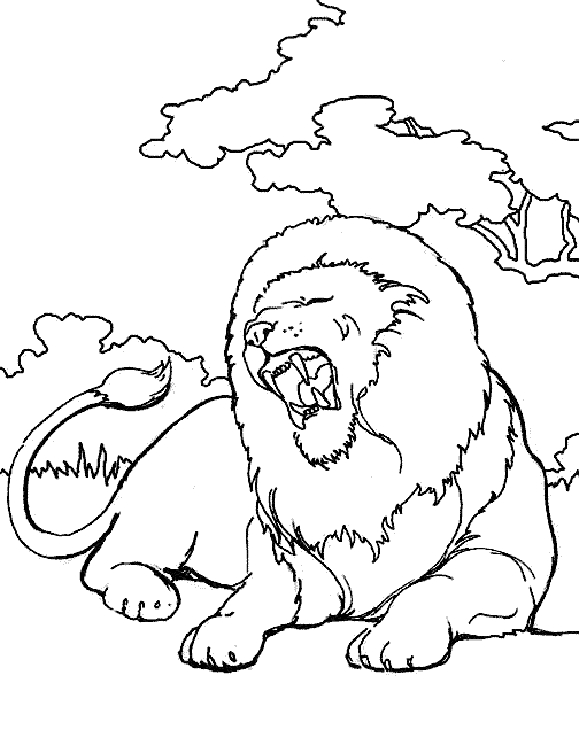 Coloriage d'un lion majestueux dans une posture sereine