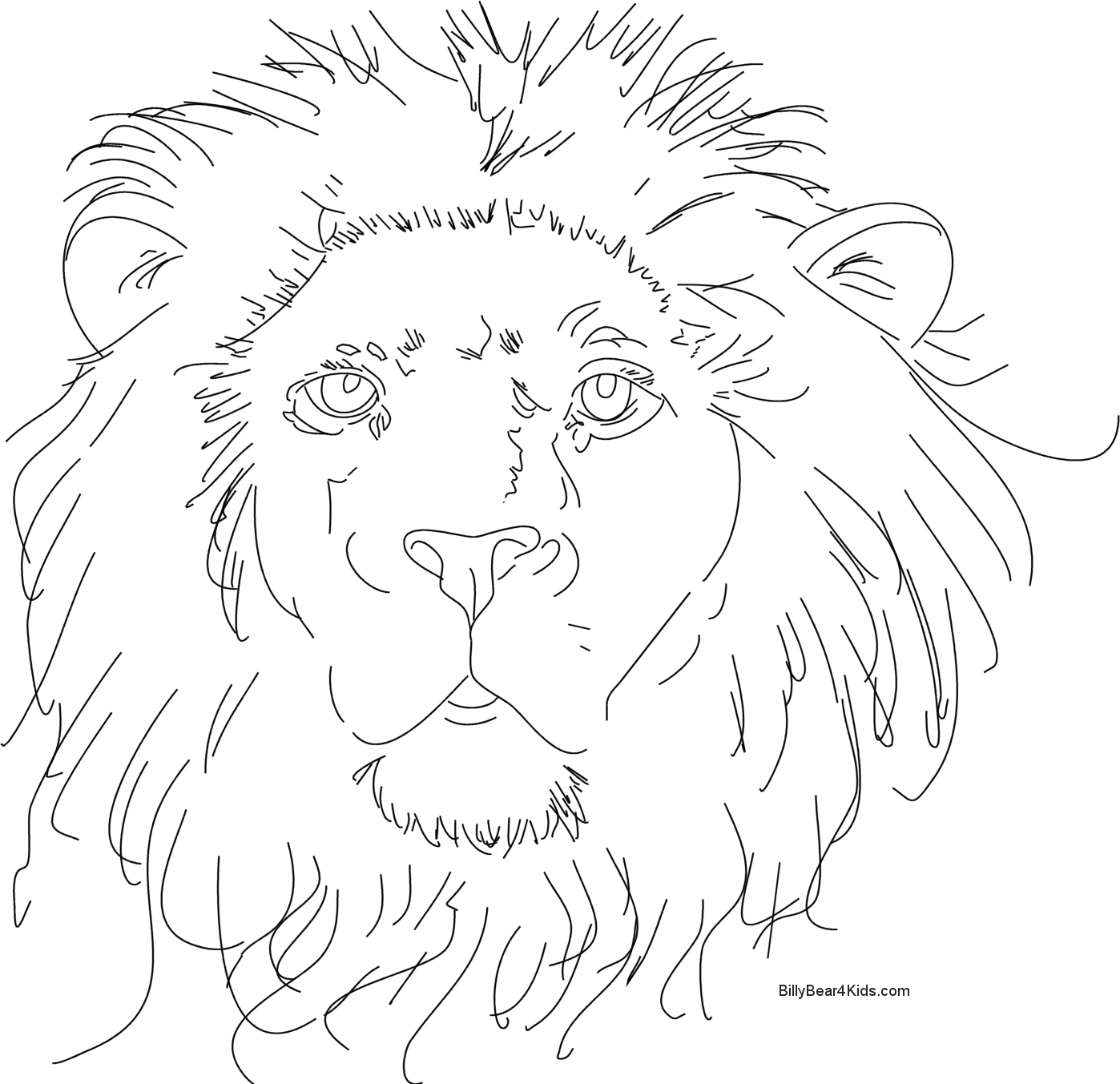 Coloriage d'un lion majestueux dans un décor naturel