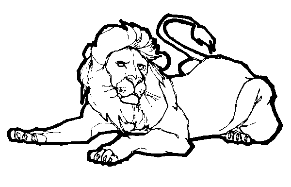 Coloriage d'un lion majestueux dans la savane