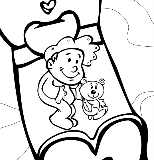 Coloriage d'un lit douillet dans une chambre accueillante Coloriage d'un lit douillet dans une chambre accueillante