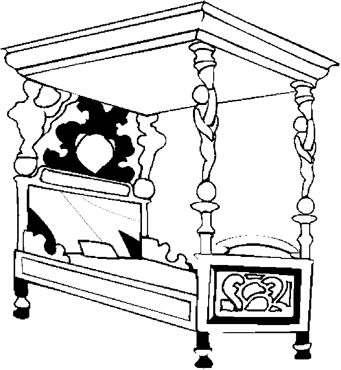 Coloriage d'un lit douillet entouré d'objets réconfortants Coloriage d'un lit douillet entouré d'objets réconfortants