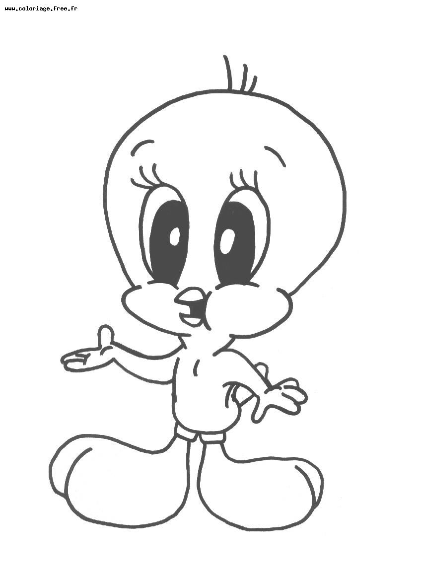 Coloriage de personnages des Looney Tunes en pleine action