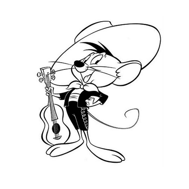 Coloriage de personnages de Looney Tunes en pleine action