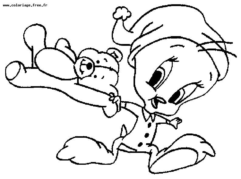 Coloriage des Looney Tunes avec Bugs Bunny et Daffy Duck sur fond de scène animée