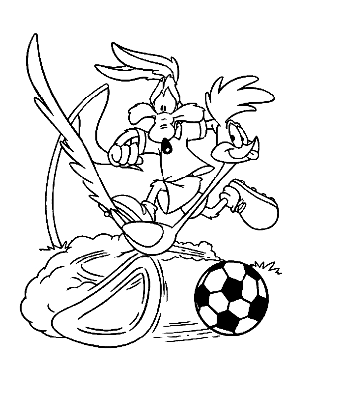 Coloriage de personnages Looney Tunes en pleine action dans un décor amusant