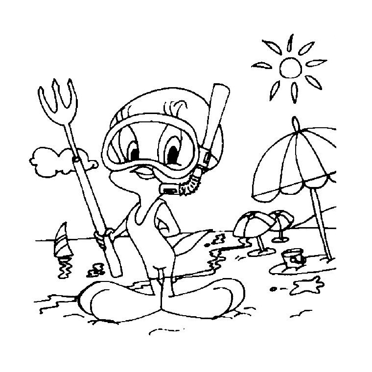 Coloriage de personnages de Looney Tunes en pleine aventure