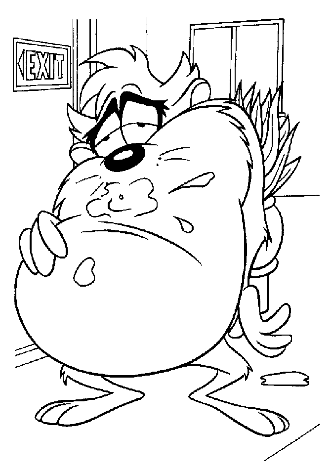 Coloriage de personnages de Looney Tunes en pleine action