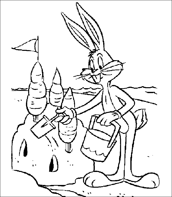 Coloriage de Bugs Bunny et Daffy Duck en pleine course