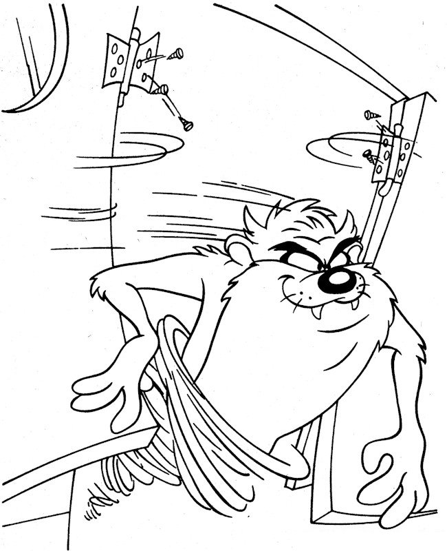 Coloriage de personnages Looney Tunes en pleine action sur fond simple