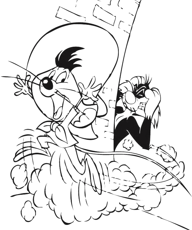 Scène de Looney Tunes avec Bugs Bunny et Daffy Duck en pleine aventure