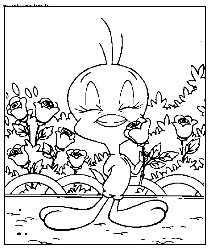 Coloriage de Bugs Bunny et Duffy Duck dans un décor humoristique