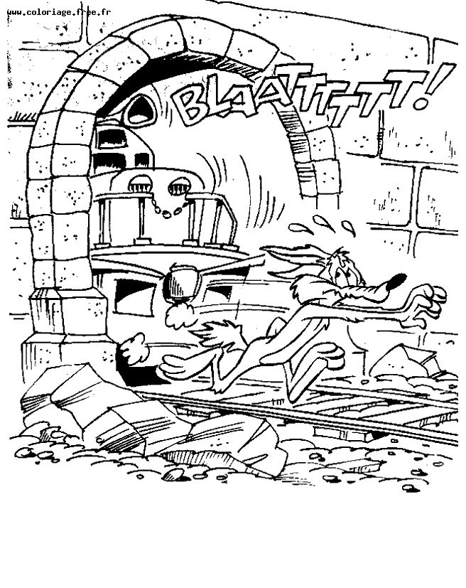 Coloriage de Bugs Bunny et Daffy Duck dans un décor amusant