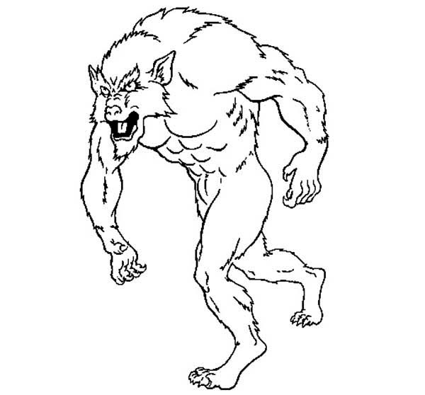 Un loup-garou au clair de lune dans une forêt mystérieuse