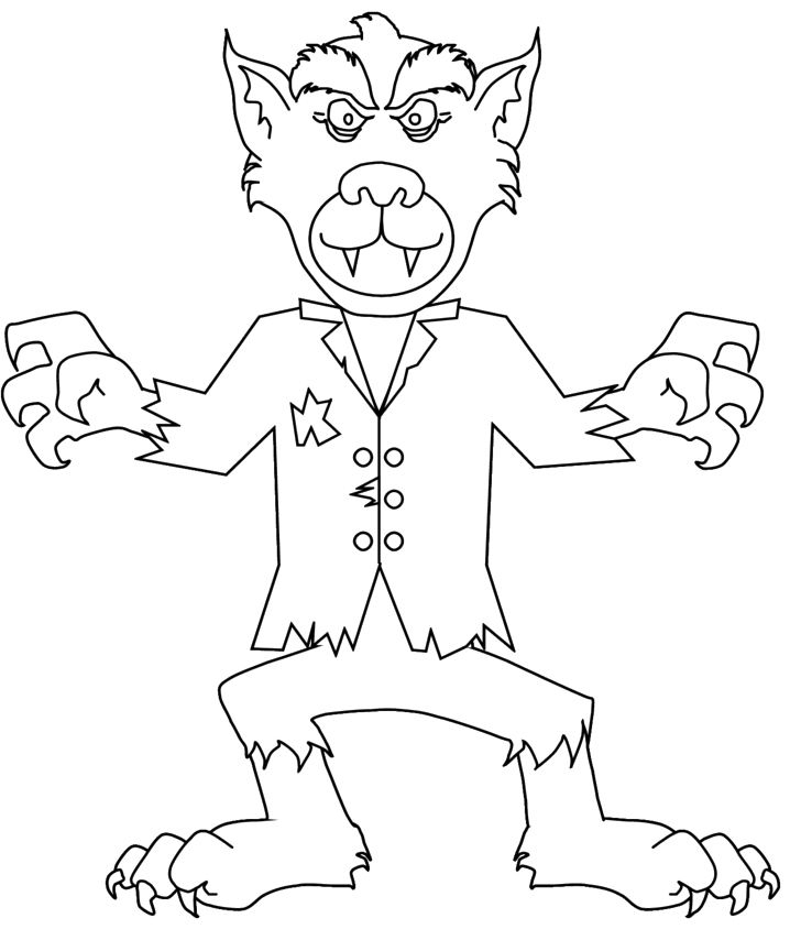 Coloriage d'un loup-garou dans une forêt sombre