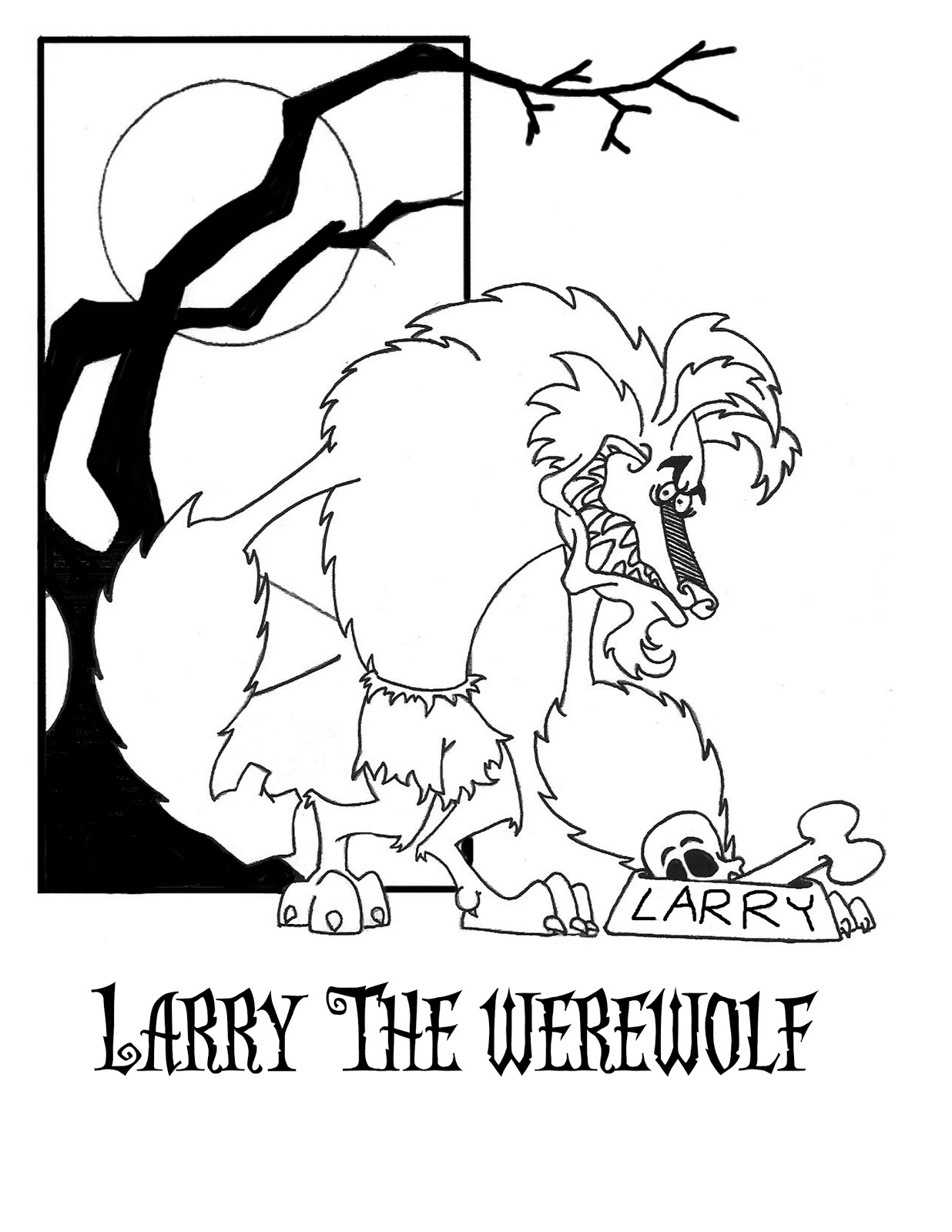 Coloriage d'un loup-garou dans la forêt nocturne Coloriage d'un loup-garou dans la forêt nocturne