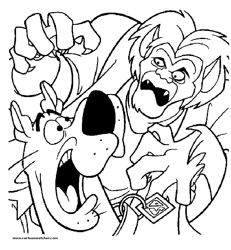 Coloriage d'un loup-garou dans une forêt nocturne