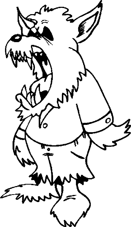 Coloriage d'un loup-garou dans une forêt mystérieuse