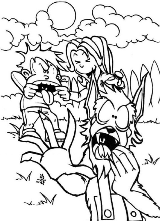 Coloriage d'un loup-garou dans une forêt nocturne