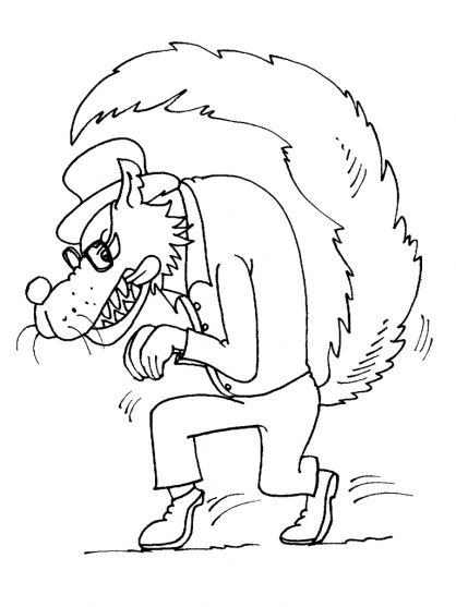 Coloriage d'un loup dans la forêt