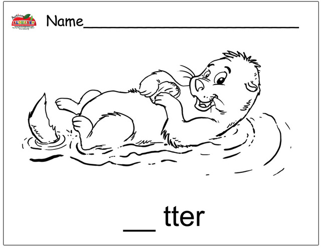 Coloriage d'une loutre jouant au bord d'une rivière