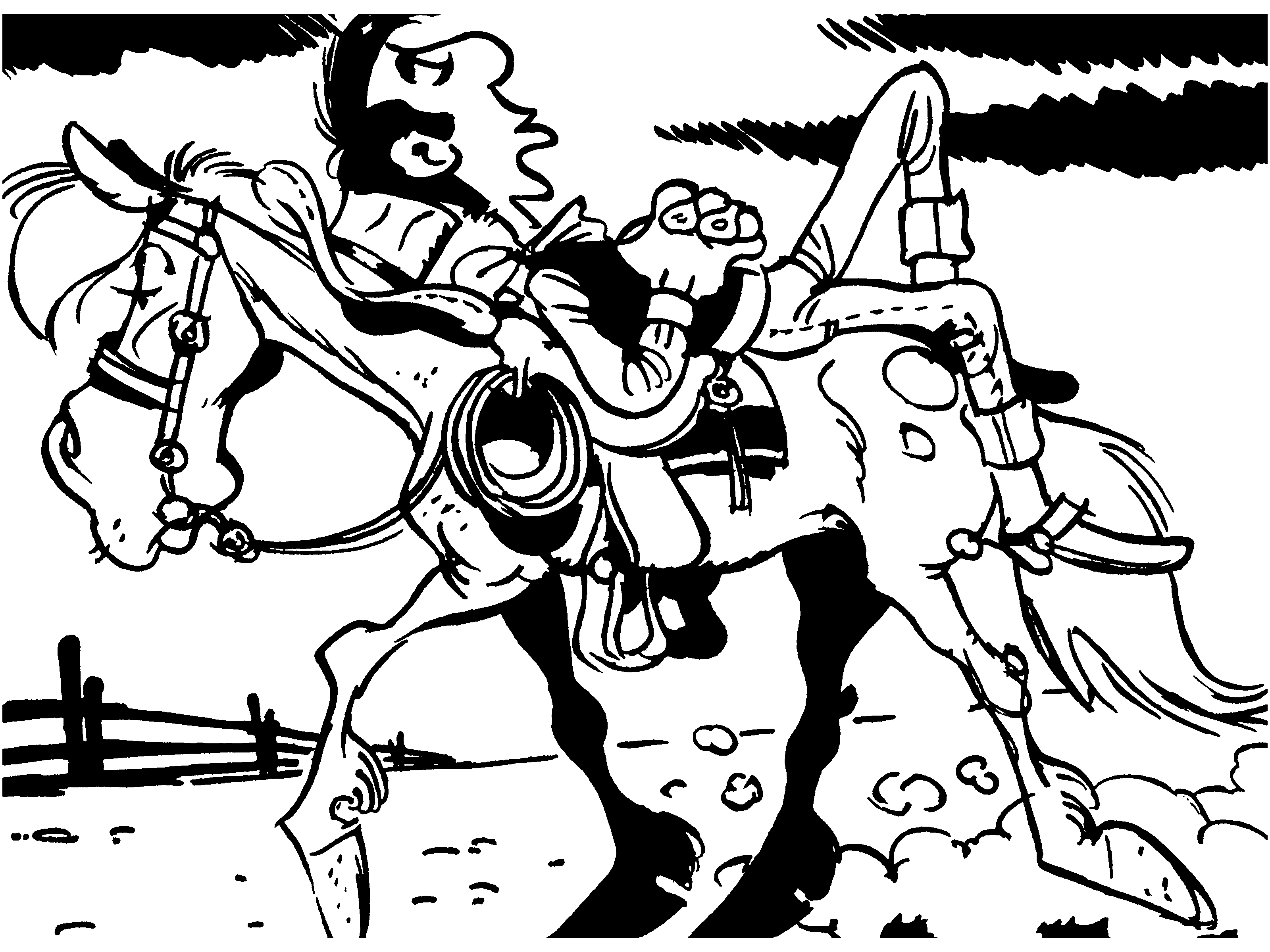 Lucky Luke et son fidèle Jolly Jumper dans le Far West