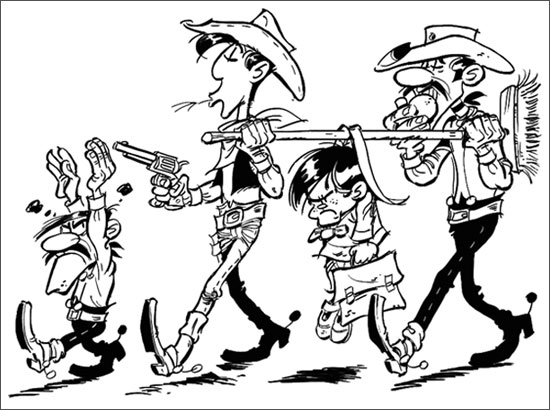 Lucky Luke et Jolly Jumper au Far West