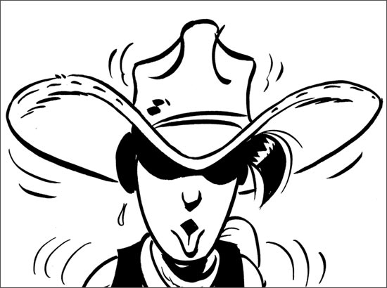 Lucky Luke et son cheval Jolly Jumper au far west