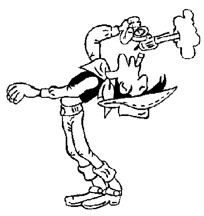 Lucky Luke et ses compagnons dans une scène de l'Ouest américain