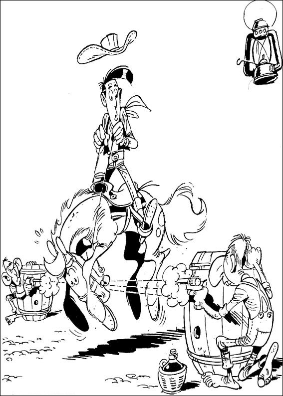 Lucky Luke et son cheval Jolly Jumper dans le Far West