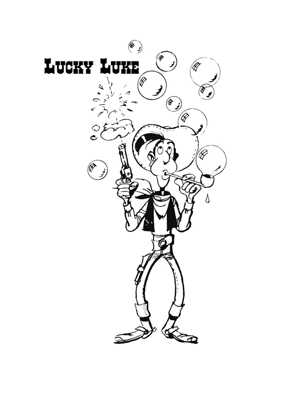 Lucky Luke et son cheval Jolly Jumper dans le Far West
