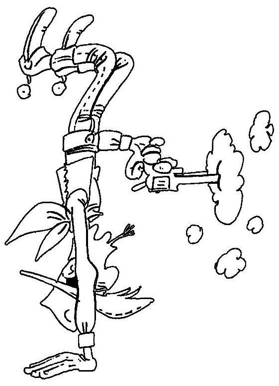 Coloriage de Lucky Luke tirant son revolver dans le Far West