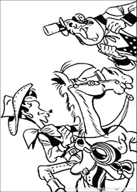 Lucky Luke chevauche son cheval Jolly Jumper dans le Far West