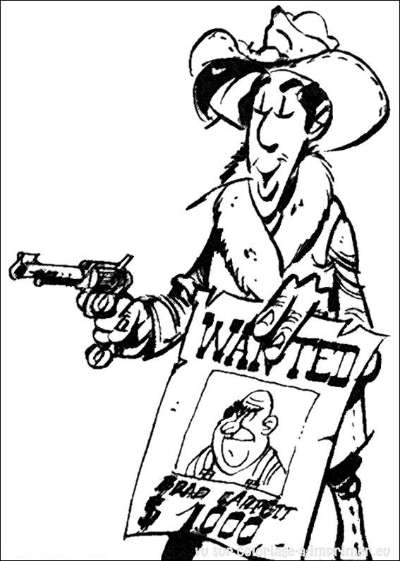 Lucky Luke tirant sur un ennemi dans le Far West