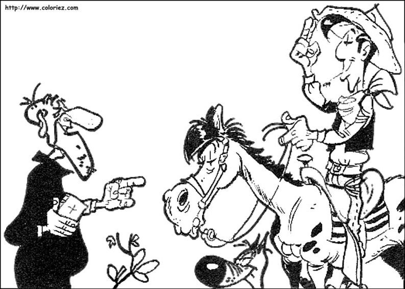 Lucky Luke et son cheval Jolly Jumper dans le Far West